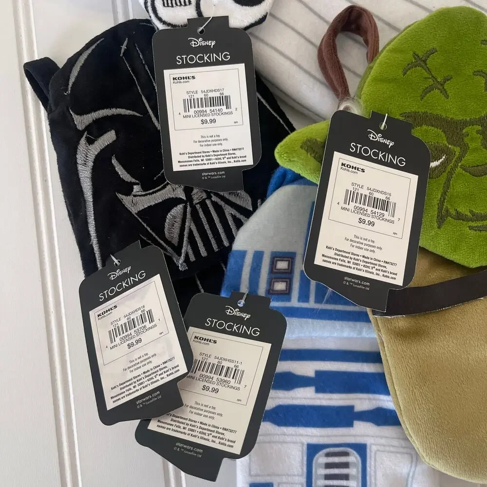 4 NWT Star Wars YODA R2D2 Darth Storm Stockings Ornaments PLUSH‎ Kohls Mini